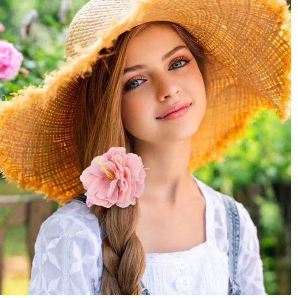 🆕 8 Pack Colorful Rose Flower Floral Hair Bands Elastics Bands Scrunchies